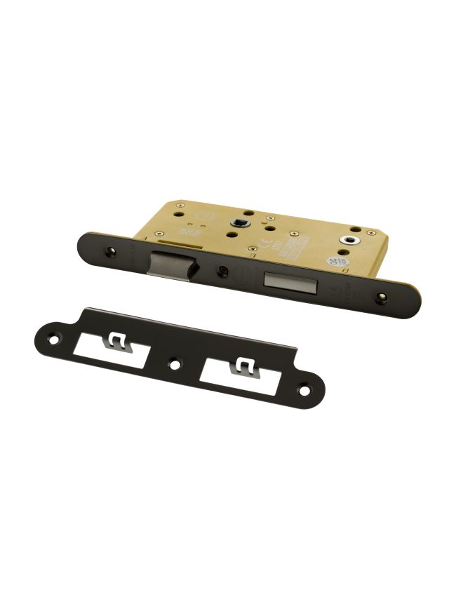 Atlantic DIN Radius Heavy Duty Bathroom Lock Single Turn 60mm backset - Black Nickel
