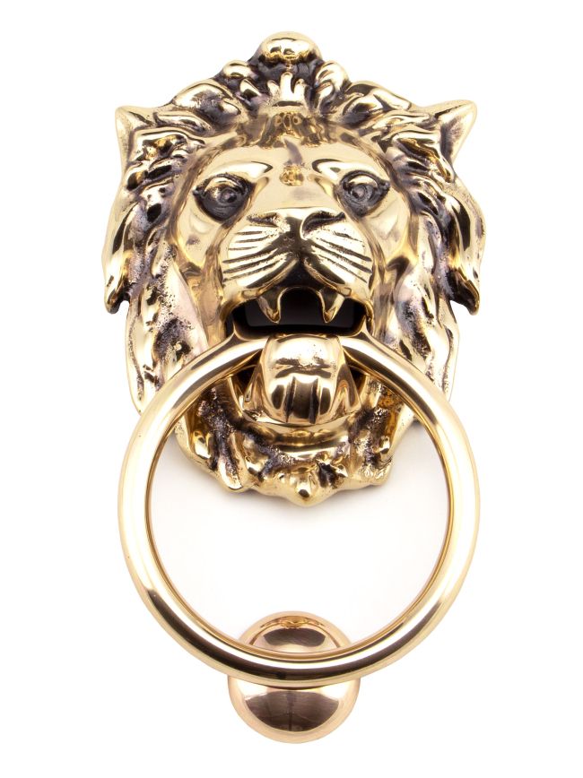 Polished Bronze Lion Head Door Knocker
