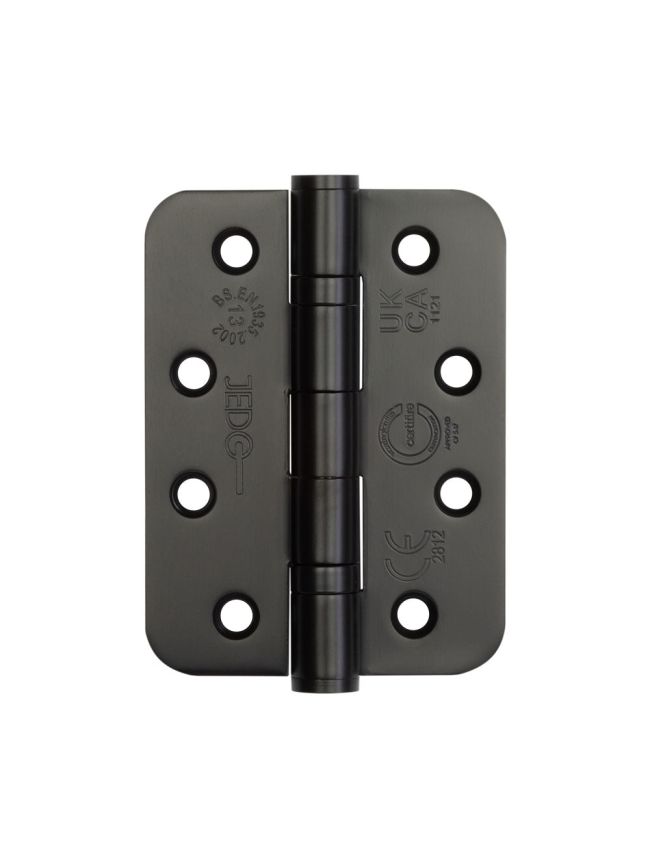 Jedo Stainless Steel Grade 13 Radiused Ball Bearing Hinges - 102x76x3mm - Matt Black - Pair - J9500RMB