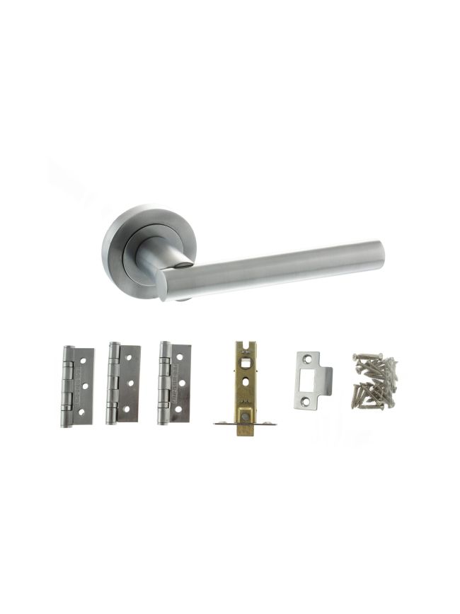 Atlantic Nebraska Door Pack Bundle (2.5" Latch, 3"x2" Hingesx3) - Satin Chrome