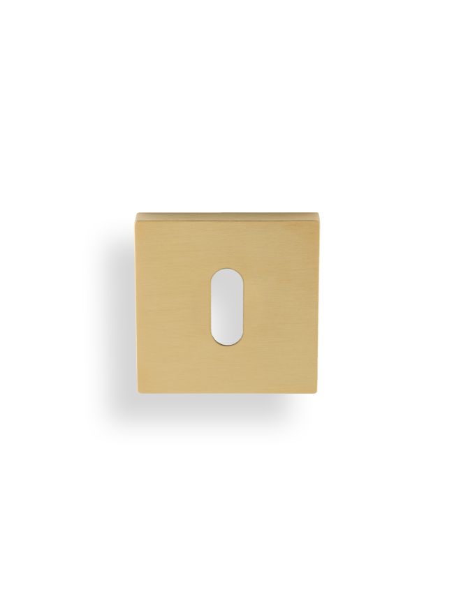 Valli Lock Profile Push-on Square Rosette Escutcheon - Satin Brass PVD