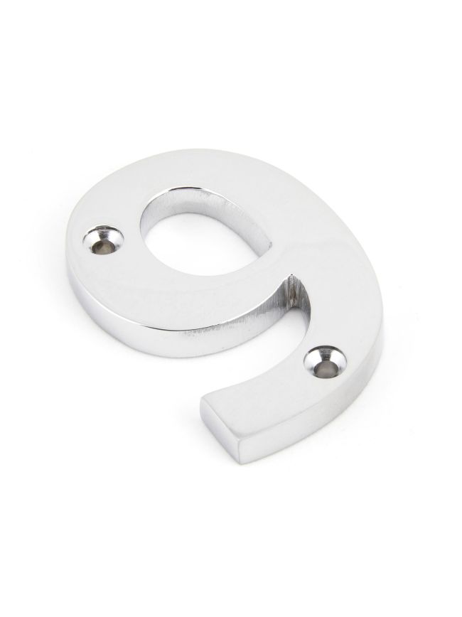 Polished Chrome Numeral 9