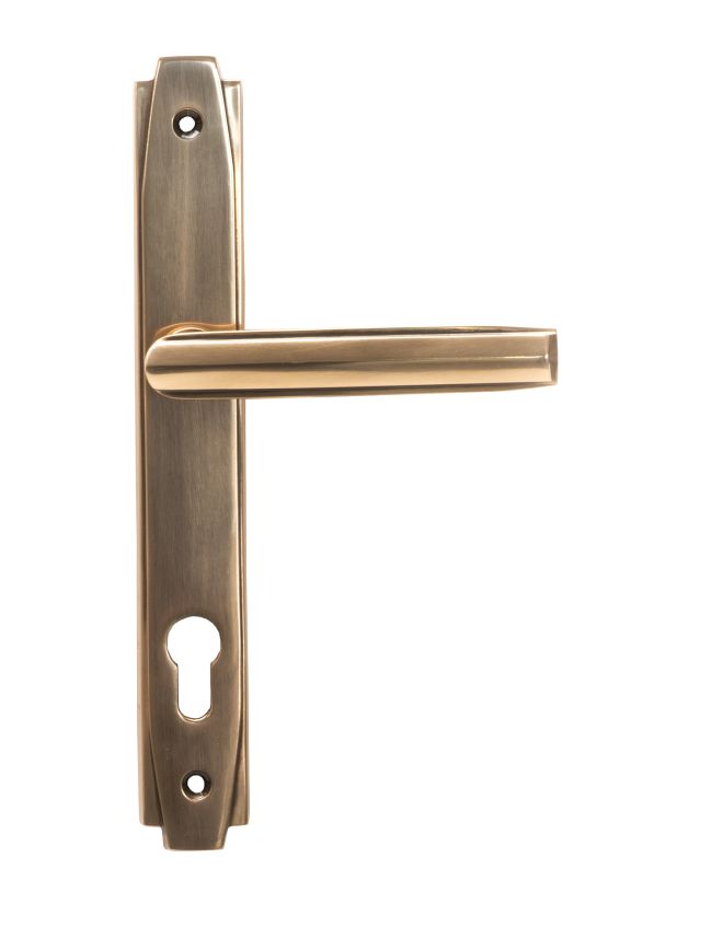 Polished Bronze Art Deco Slimline Lever Espag. Lock Set