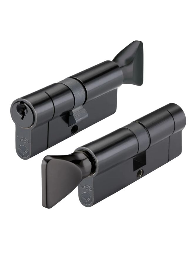 Zoo Hardware 70mm Euro Cylinder and Turn Keyed to Differ - Black