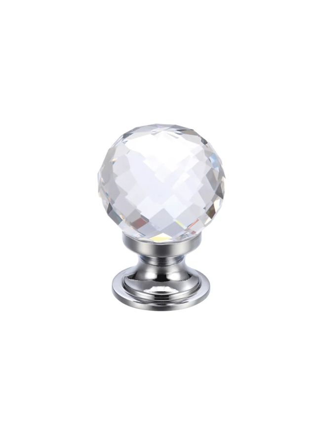 Zoo Hardware Glass Ball Cabinet Knob - Facetted 25mm - Chrome