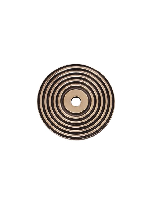 Reeded Round Backplate for Cupboard Knobs Aged Brass