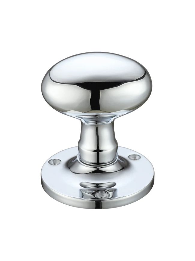 Zoo Hardware Oval Mortice Knob Furniture 62.5mm Rose dia. - Polished Chrome