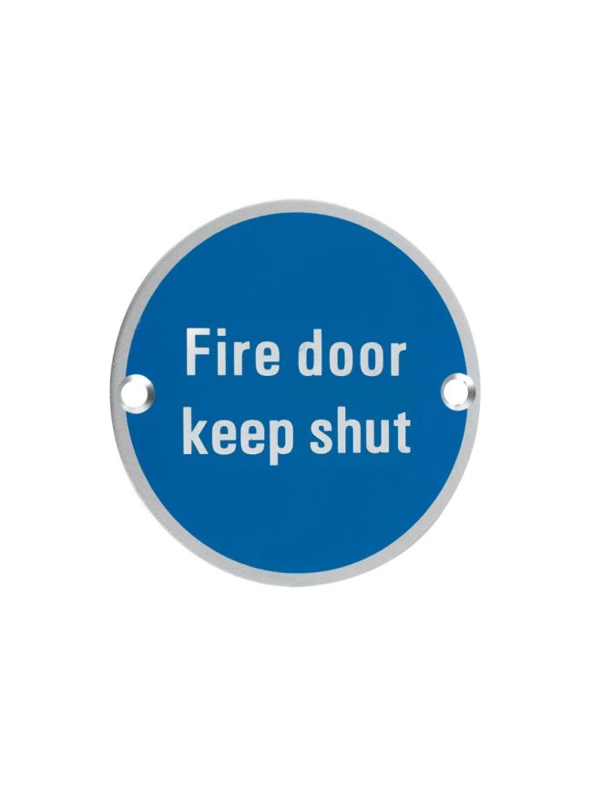 Zoo Hardware Signage - Fire Door Keep Shut - Satin Aluminium