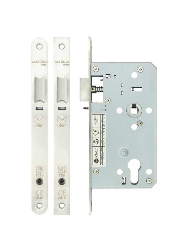 Zoo Hardware Din night latch - 72mm c/c - backset 60mm - Satin Stainless