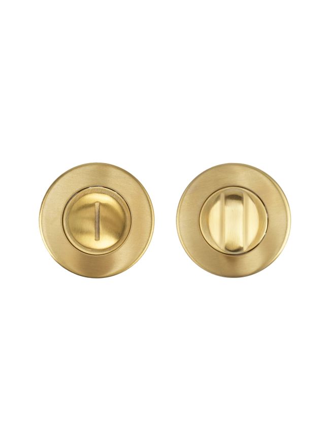 Zoo Hardware Thumb Turn and Release complete with escutcheons & 5mm Spindle - Grade 201 - PVD Satin Brass