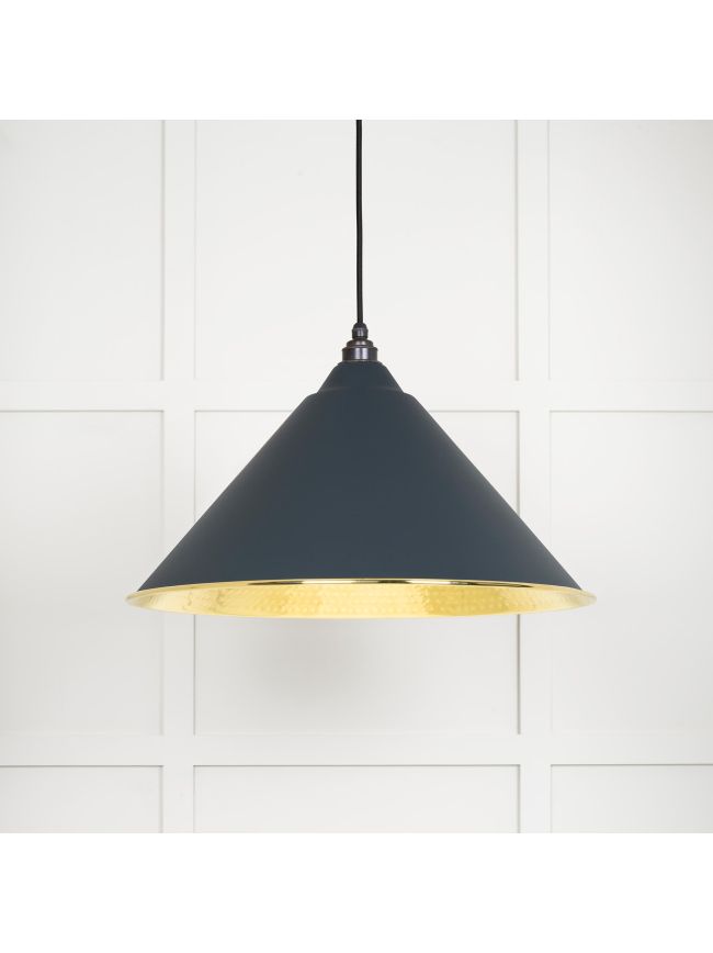Hammered Brass Hockley Pendant in Soot