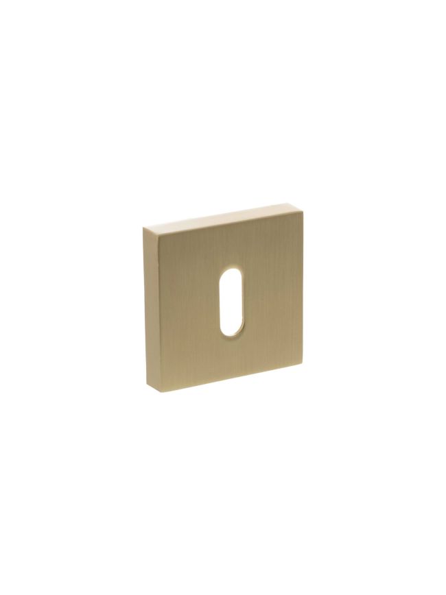 Senza Pari Key Escutcheons on Minimal Square Rose - Satin Brass (Pair)
