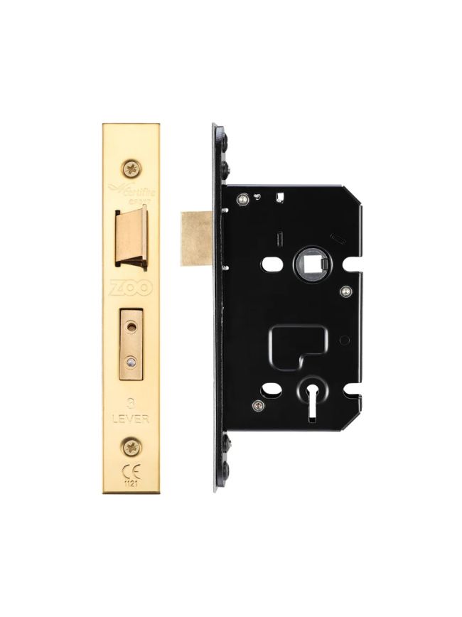 Zoo Hardware 3 Lever Sash Lock - 64mm C/W PVD Forend and Strike