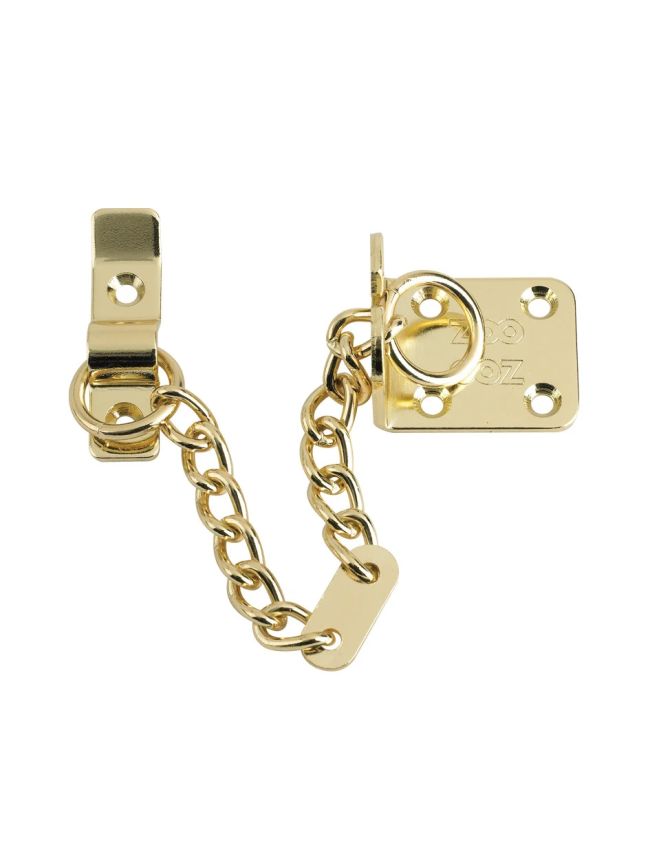 Zoo Hardware Heavy Duty Door Chain - 200mm Chain Length - Polished Brass
