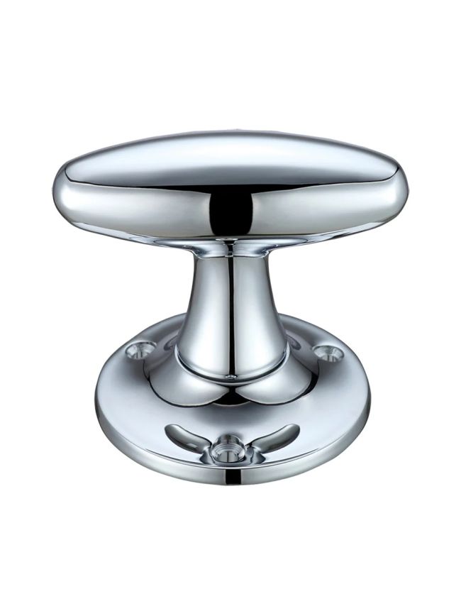 Zoo Hardware Extended Oval Mortice Knob Furniture 60mm Rose dia. - Chrome