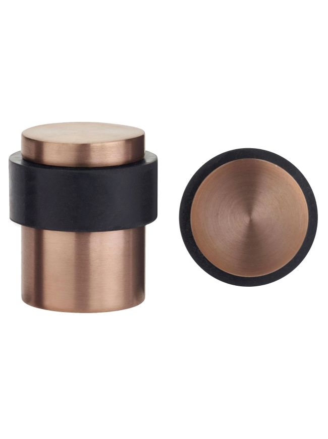 Zoo Hardware Door Stop Floor Mounted - Round Collared Flat Top 35mm dia - Tuscan Rose Gold
