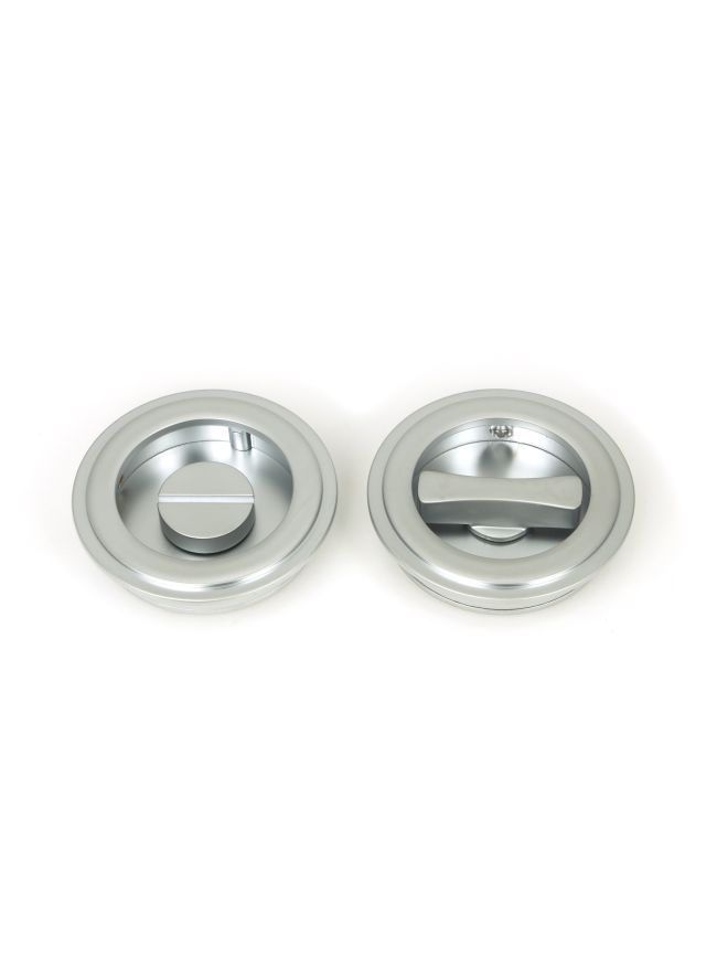 Satin Chrome 60mm Art Deco Round Pull - Privacy Set
