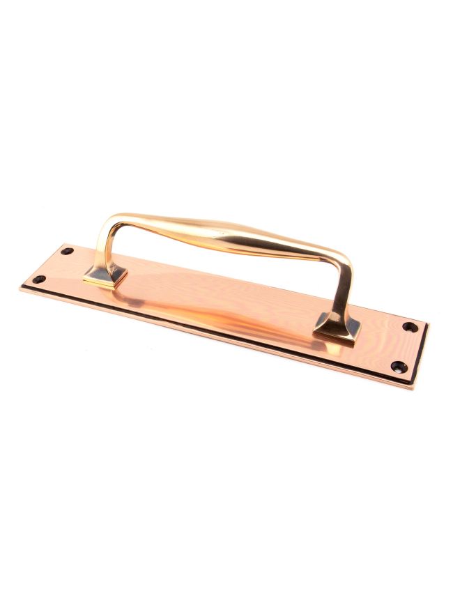 Polished Bronze 300mm Art Deco Pull Handle on Backplate