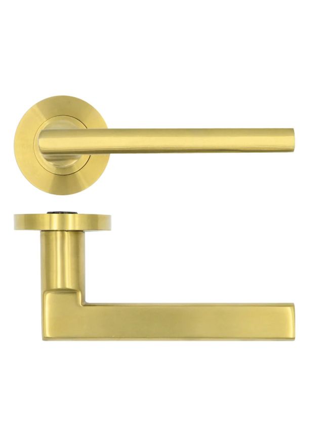 Zoo Hardware Varese Lever on Round Rose - PVD Satin Brass