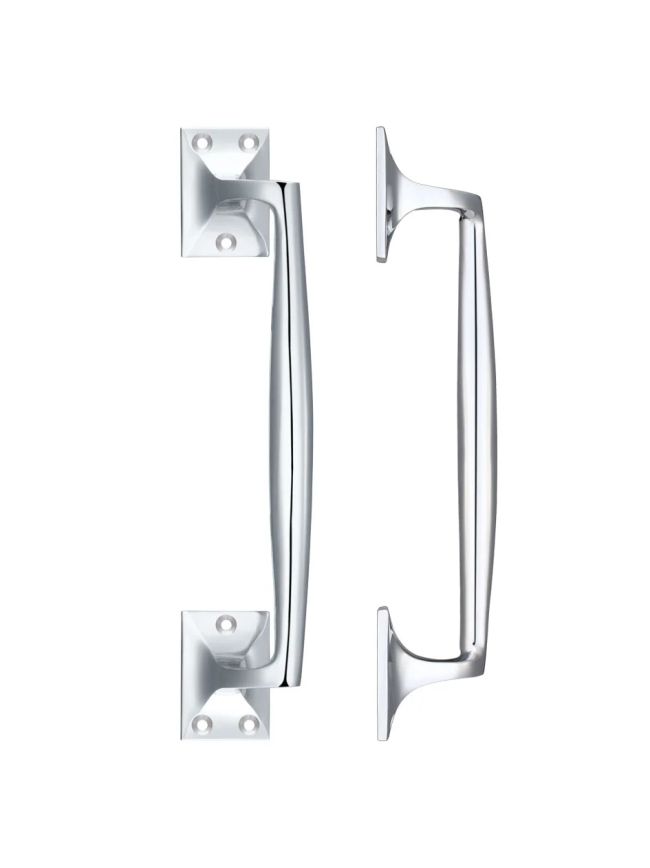 Zoo Hardware Pull Handle on Square Rose - Polished Chrome
