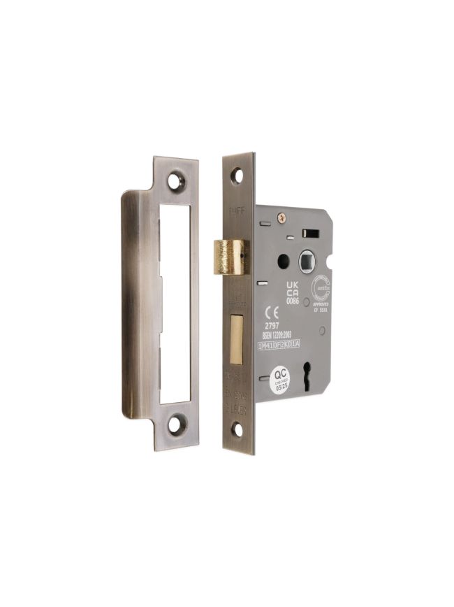 2.5" CE 3 Lever Mortice Sash Lock FD60 - Aged Brass
