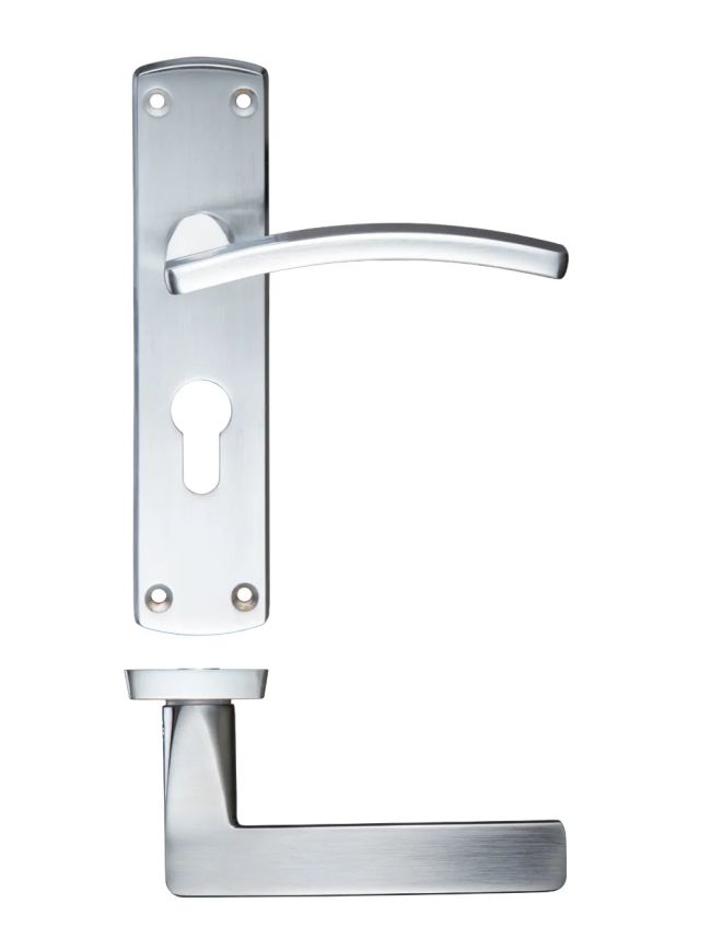 Zoo Hardware Toledo lever on euro backplate - Satin Chrome