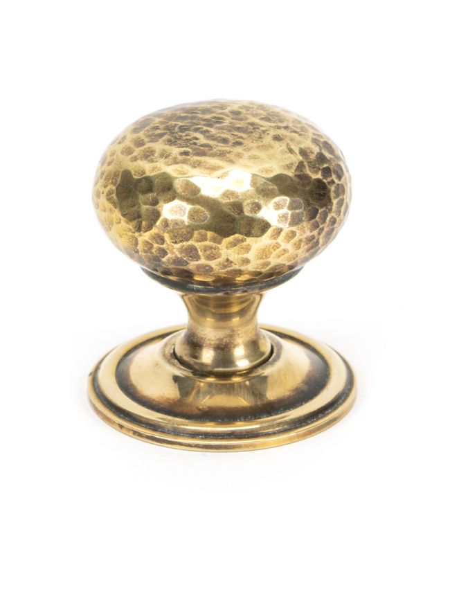 Aged Brass Hammered Mushroom Cabinet Knob 38mm