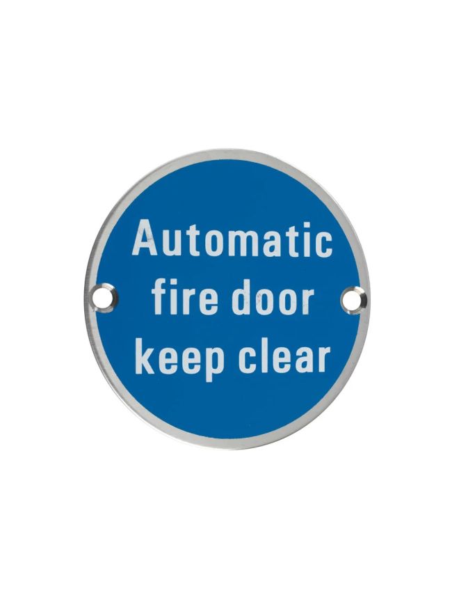 Zoo Hardware Automatic Fire Door Keep Clear - 76mm dia - Satin Stainless