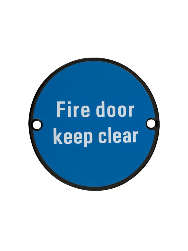 Zoo Hardware Fire Door Keep Clear - 76mm dia - Black