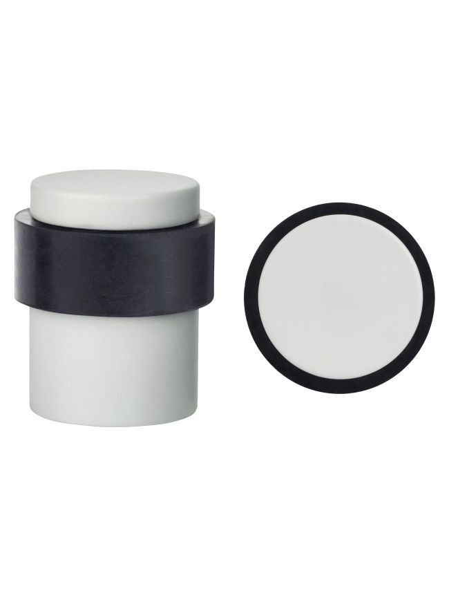Zoo Hardware Door Stop Floor Mounted - Round Collared Flat Top 35mm dia - White