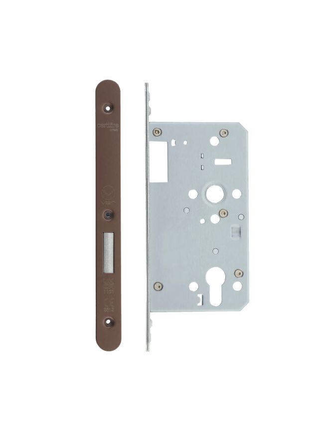 Zoo Hardware Din Euro Deadlock- Backset 60mm - 2 Pc Forend - Radius - PVDBZ- Single Throw - Bronze