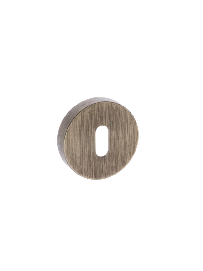 Forme Key Escutcheons on Minimal Round Rose - Yester Bronze (Pair)