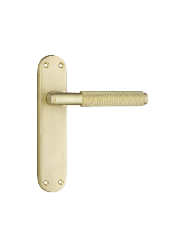 Connaught Knurled Lever on Backplate Latch Satin Brass