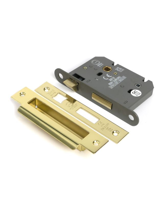 Polished Brass 3" Heavy Duty Bathroom Mortice Lock