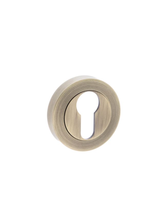 Old English Euro Escutcheons - Matt Antique Brass (Pair)