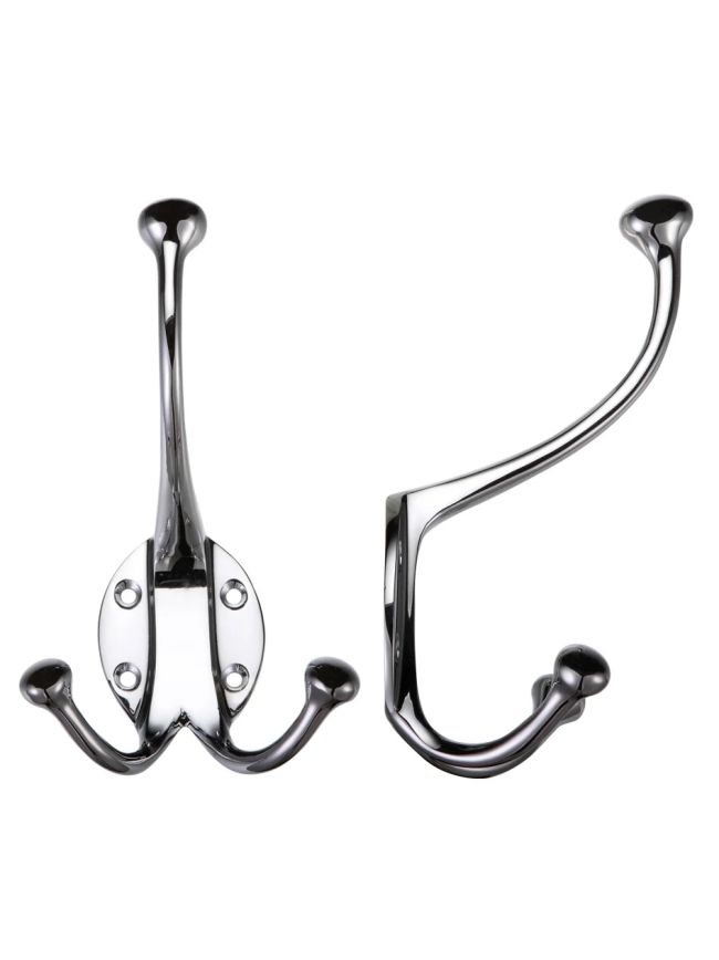 Zoo Hardware Double Hat and Coat Hook - Polished Chrome