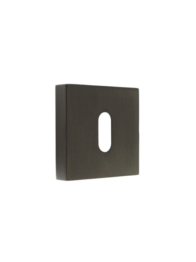 Forme Key Escutcheons on Minimal Square Rose - Urban Dark Bronze (Pair)