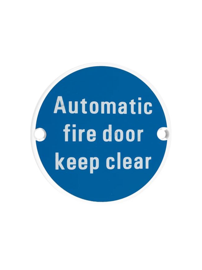 Zoo Hardware Automatic Fire Door Keep Clear - 76mm dia - White