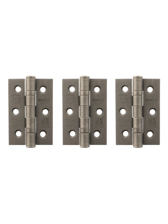 Atlantic CE Fire Rated Grade 7 Ball Bearing Hinges 3" x 2" x 2mm set of 3 - Distressed Silver