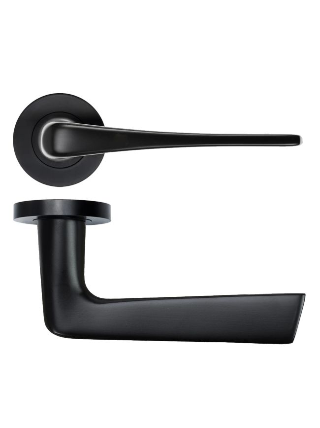 Zoo Hardware Como Lever on Round Rose - Black