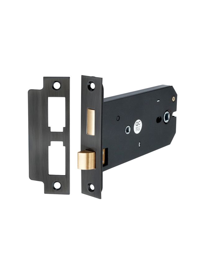 3 Lever Horizontal Bathroom Lock 6" - Matt Black