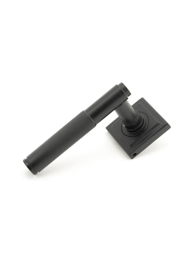 Matt Black Brompton Lever on Rose Set (Square) - Unsprung