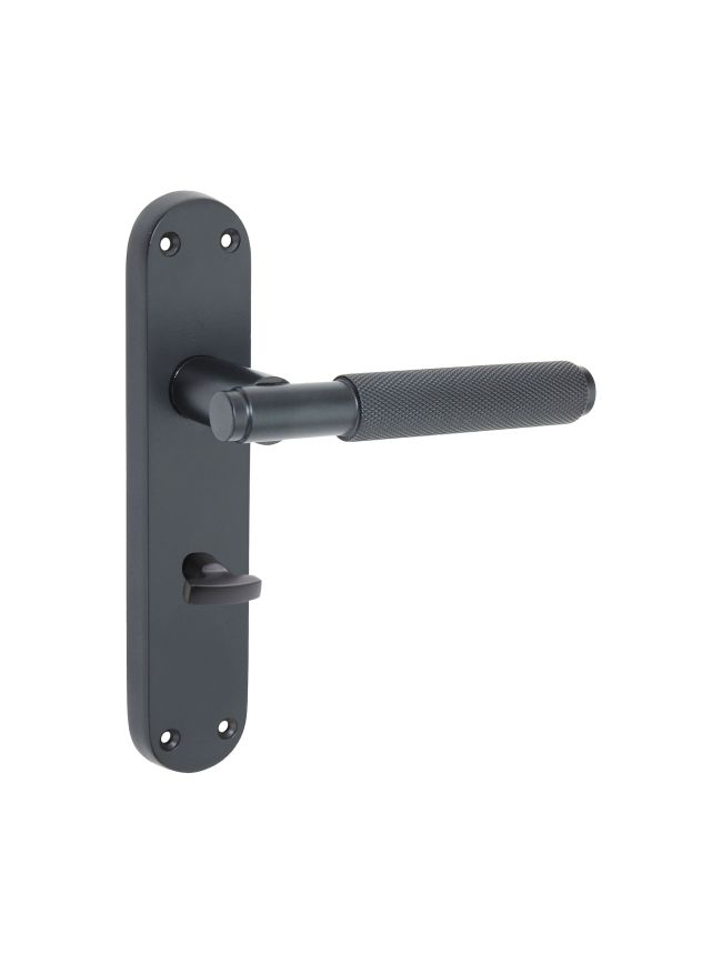 Connaught Knurled Lever on Backplate Bathroom Matt Black