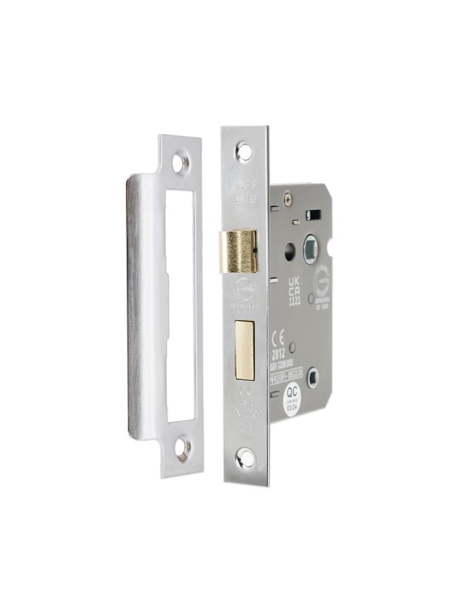 3" CE 3 Lever Bathroom Lock FD60 - Satin Chrome