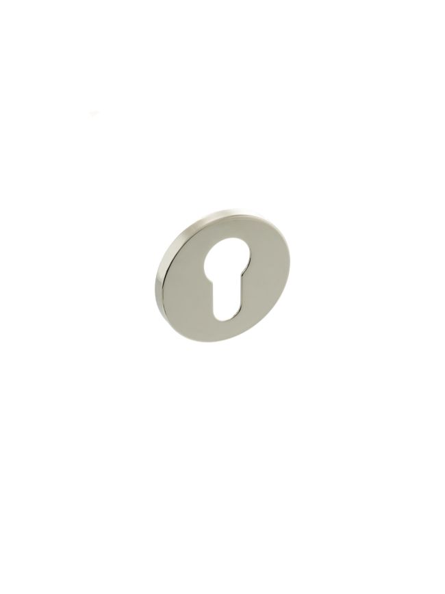 Millhouse Brass Euro Escutcheons on 5mm Slimline Round Rose - Polished Nickel (Pair)