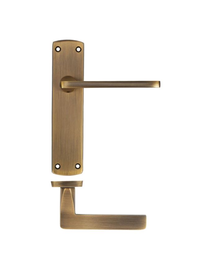 Zoo Hardware Leon lever on latch backplate - Antique Brass