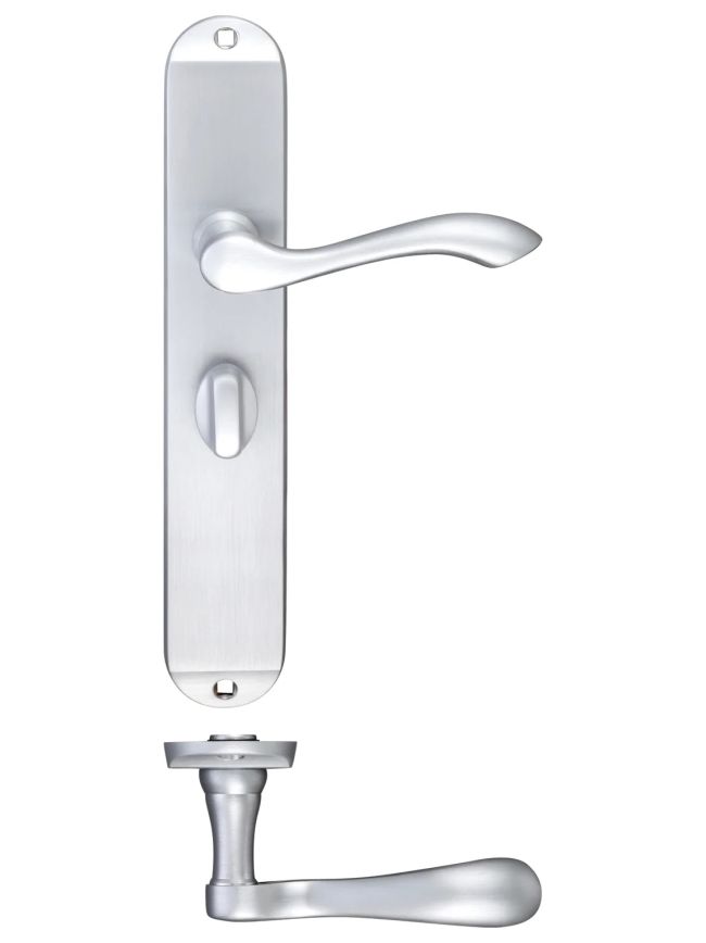 Zoo Hardware Arundel Lever Bathroom (57mm c/c) Furniture - Long Plate - Satin Chrome