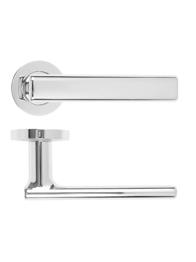 Zoo Hardware Frigo Lever On Round Rose - Polished Chrome