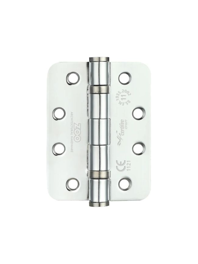 Zoo Hardware Ball Bearing Hinge - Steel 102 x 76 x 3mm - Radius - Polished Chrome