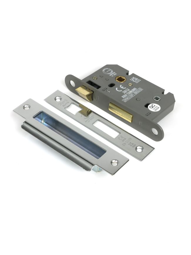 Polished Chrome 2½" Heavy Duty Bathroom Mortice Lock